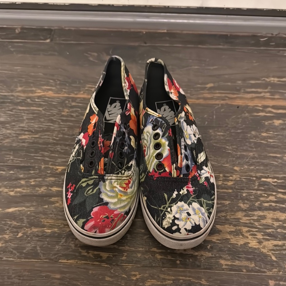 Vans Women's Floral Sneakers - Black and Multicolor